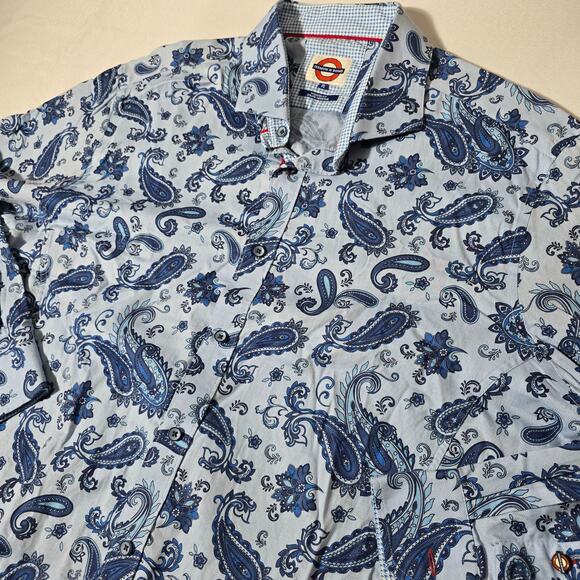 Jermyn & Bond Modern Fit Long Sleeve Button Down Paisley Shirt Men's Size XL - Picture 2 of 10